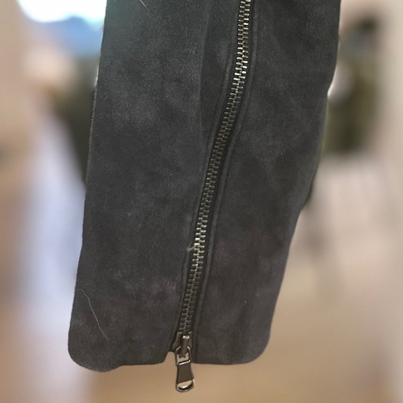 L'Agence Navy Blue Suede Zip Jacket - Size M - Picture 7 of 13